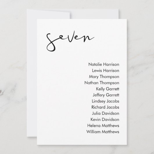 STELLA Bruiloft Zitplaatsen Kaart - TAFEL 7 (Voorkant)