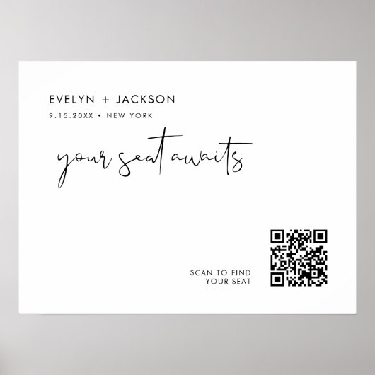 STELLA Bruiloft Zittafel QR Code Teken Poster (Voorkant)