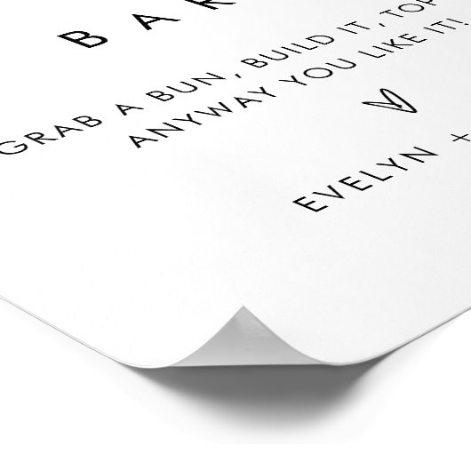 STELLA Burger Bar Trouwbord Poster (Hoek)