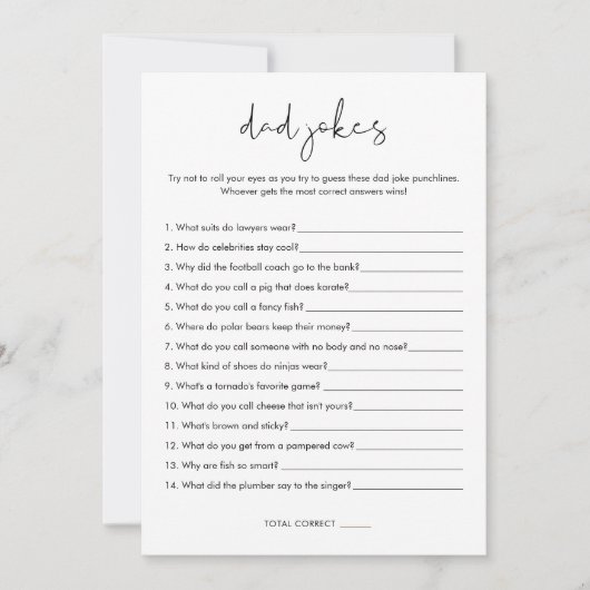 STELLA Dad Jokes Baby shower Game Kaart (Voorkant)