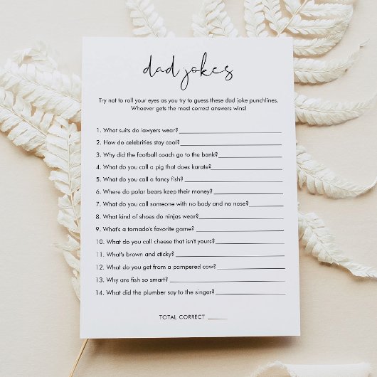 STELLA Dad Jokes Baby shower Game Kaart