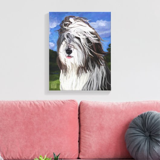 Stella de Engelse Sheep Dog Canvas Afdruk (Insitu (Woonkamer))