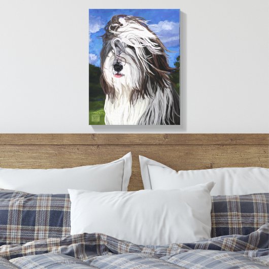 Stella de Engelse Sheep Dog Canvas Afdruk (Insitu (Slaapkamer))