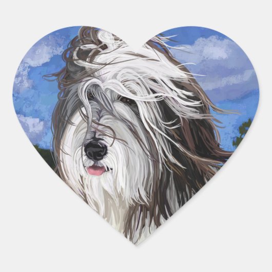 Stella de Engelse Sheep Dog Hart Sticker (Voorkant)