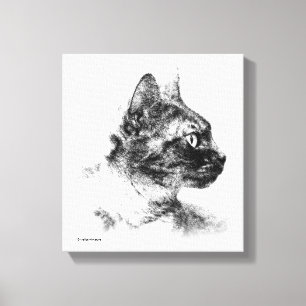 Stella de Gray Cat Charcoal Sketch Canvas Afdruk