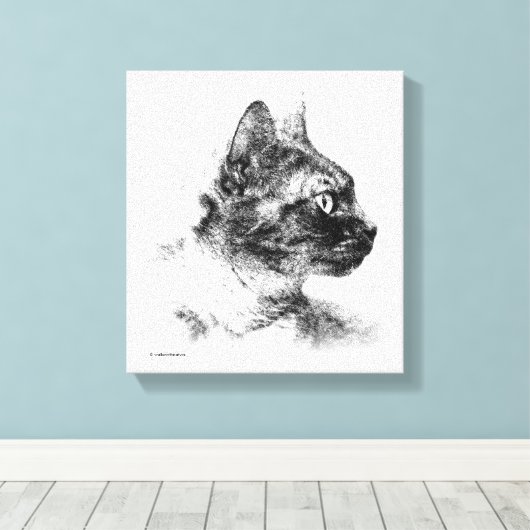 Stella de Gray Cat Charcoal Sketch Canvas Afdruk (Insitu (Houten vloer))