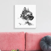 Stella de Gray Cat Charcoal Sketch Canvas Afdruk (Insitu (Woonkamer))