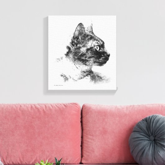 Stella de Gray Cat Charcoal Sketch Canvas Afdruk (Insitu (Woonkamer))