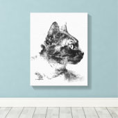 Stella de grijze kat houtskool schets canvas afdruk (Insitu (Houten vloer))
