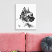 Stella de grijze kat houtskool schets canvas afdruk (Insitu (Woonkamer))