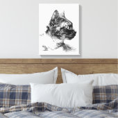 Stella de grijze kat houtskool schets canvas afdruk (Insitu (Slaapkamer))