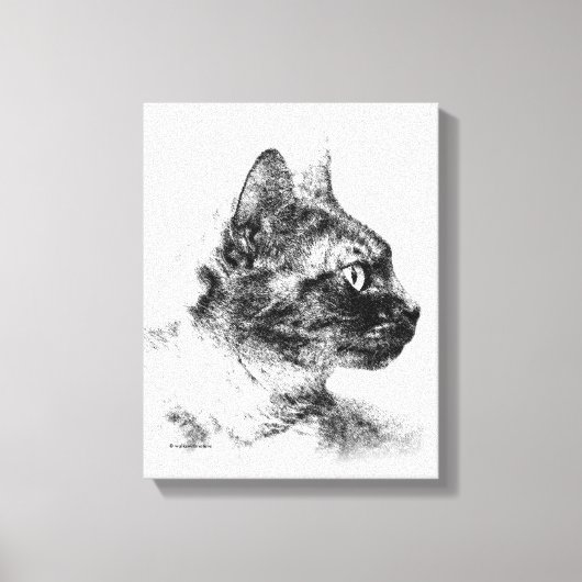 Stella de grijze kat houtskool schets canvas afdruk (Voorkant)