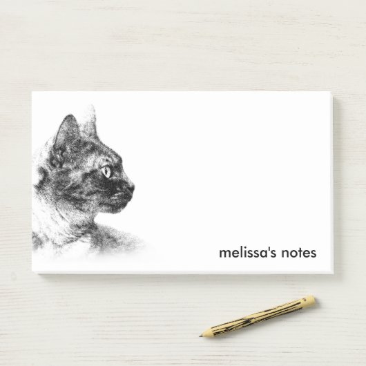 Stella de Grijze Kat Profielschets Post-it® Notes (Op bureau)