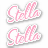 Stella Decoratieve naam in Roze x2 Sticker (Voorkant)