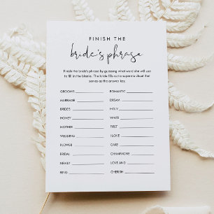STELLA Eindig de Bride's Phrase Bridal Game Kaart