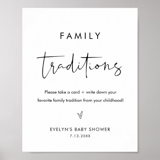 STELLA Family Traditions Baby shower Sign Poster (Voorkant)