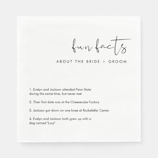 STELLA Fun Facts Over de bruid en bruidegom Servet (Voorkant)