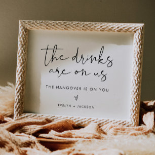 STELLA Funny open bar teken, Drinken zijn op ons Poster