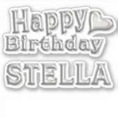 Stella Happy Birthday silver Aufkleber Sticker (Voorkant)