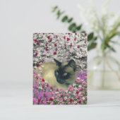 Stella in Flowers I - Chocolate Cream Siamese Cat Briefkaart (Staand voorkant)