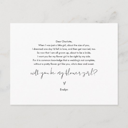 STELLA Je wordt mijn Bloemenmeisje Note Kaart (Achterkant)