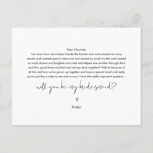 STELLA, jij wordt mijn bruidsmeisje notitie Kaart (Achterkant)