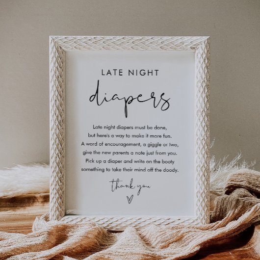 STELLA Late Night Luiers Baby shower Teken Poster