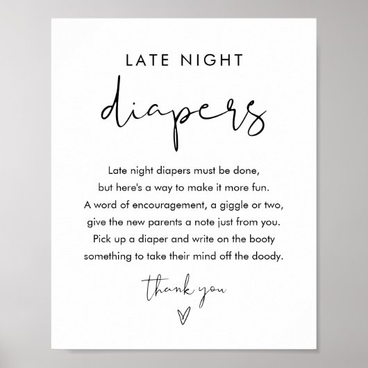 STELLA Late Night Luiers Baby shower Teken Poster (Voorkant)