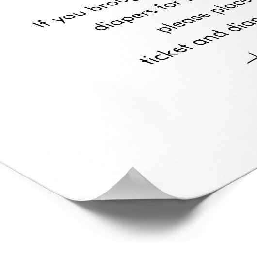 STELLA Luier Raffle Baby shower Spel Sign Poster (Hoek)