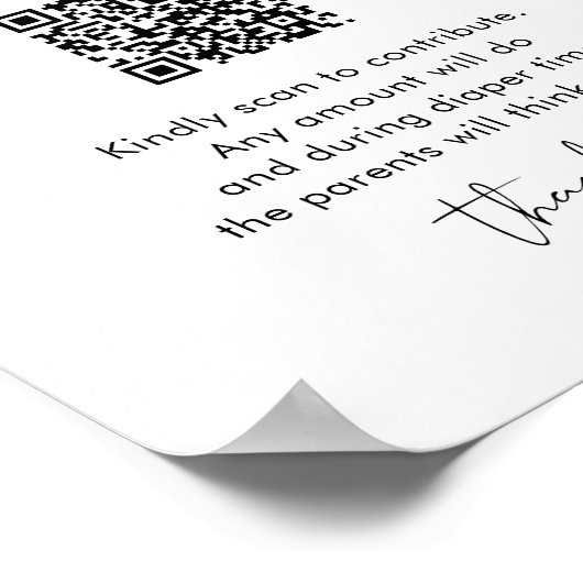 STELLA Luierfonds QR Code Baby shower teken Poster (Hoek)