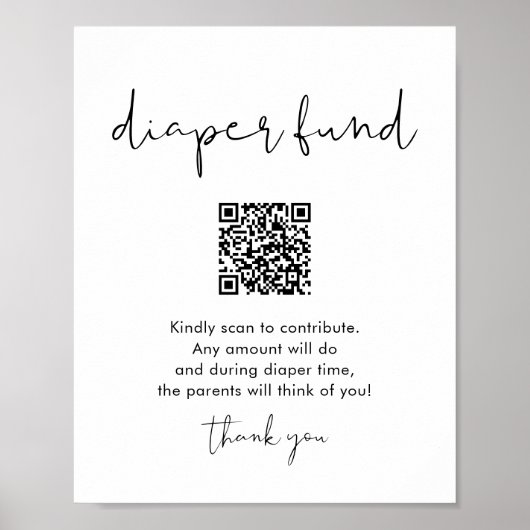 STELLA Luierfonds QR Code Baby shower teken Poster (Voorkant)