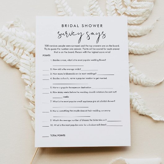 STELLA Minimal Vrijgezellenfeest Survey zegt spel Kaart