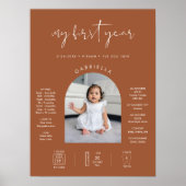 STELLA Minimalist Sienna 1e Verjaardag Milestone Poster (Voorkant)