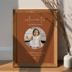 STELLA Minimalist Sienna Verjaardag Foto Welkom Poster