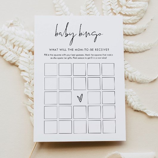 STELLA Minimalistisch Baby shower Bingo Game Kaart