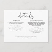STELLA Minimalistische bruiloft details 6.5x4.25 Informatiekaartje (Voorkant)
