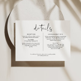 STELLA Minimalistische bruiloft details 6.5x4.25 Informatiekaartje