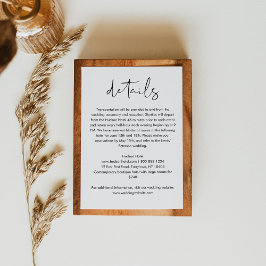 STELLA Minimalistische bruiloft Details Kaart, 3.5 Informatiekaartje