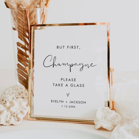 STELLA Minimalistische Champagne trouwbord Poster
