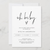 STELLA Minimalistische foto Oh Baby shower Uitnodi Kaart (Voorkant)