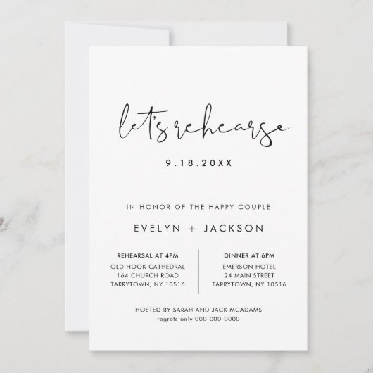 STELLA Minimalistische repetitie diner uitnodiging (Voorkant)