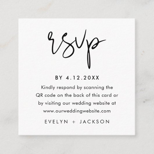 STELLA Minimalistische RSVP-kaart, QR-code invoege Informatiekaartje (Voorkant)