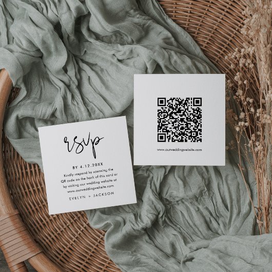 STELLA Minimalistische RSVP-kaart, QR-code invoege Informatiekaartje