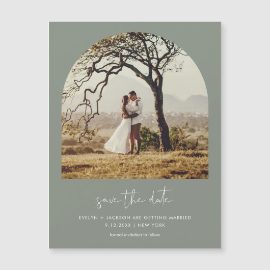 STELLA Moderne boog foto Bewaar de datum magneet s (Voorkant)