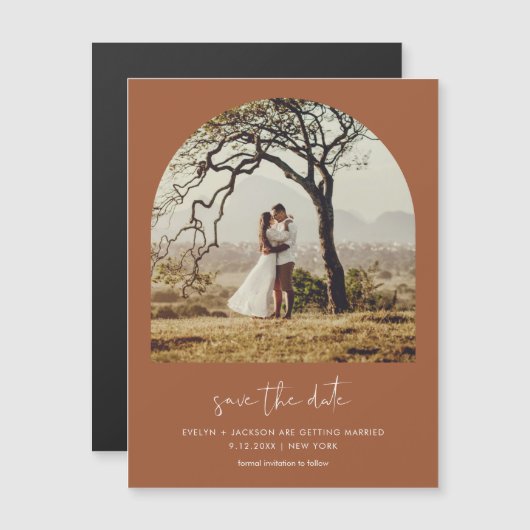 STELLA Moderne boog foto Bewaar de datum MagneSien (Voorkant / Achterkant)