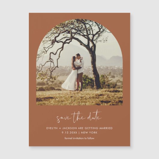 STELLA Moderne boog foto Bewaar de datum MagneSien (Voorkant)