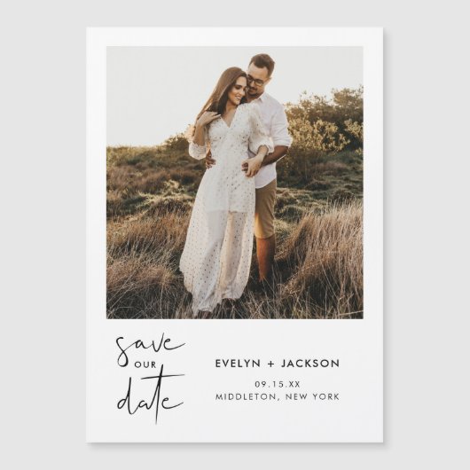 STELLA Moderne edgy foto Opslaan van de datum Magnetische Uitnodiging (Voorkant)