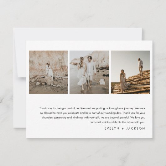 STELLA Moderne foto bruiloft dank u kaart zwart (Achterkant)