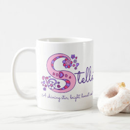 Stella-naam die decoratieve S-monogram-mok beteken Koffiemok