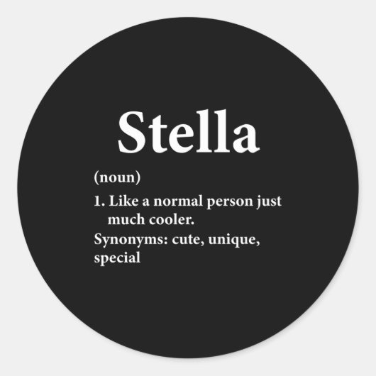 Stella Name Definition Funny D Ronde Sticker (Voorkant)